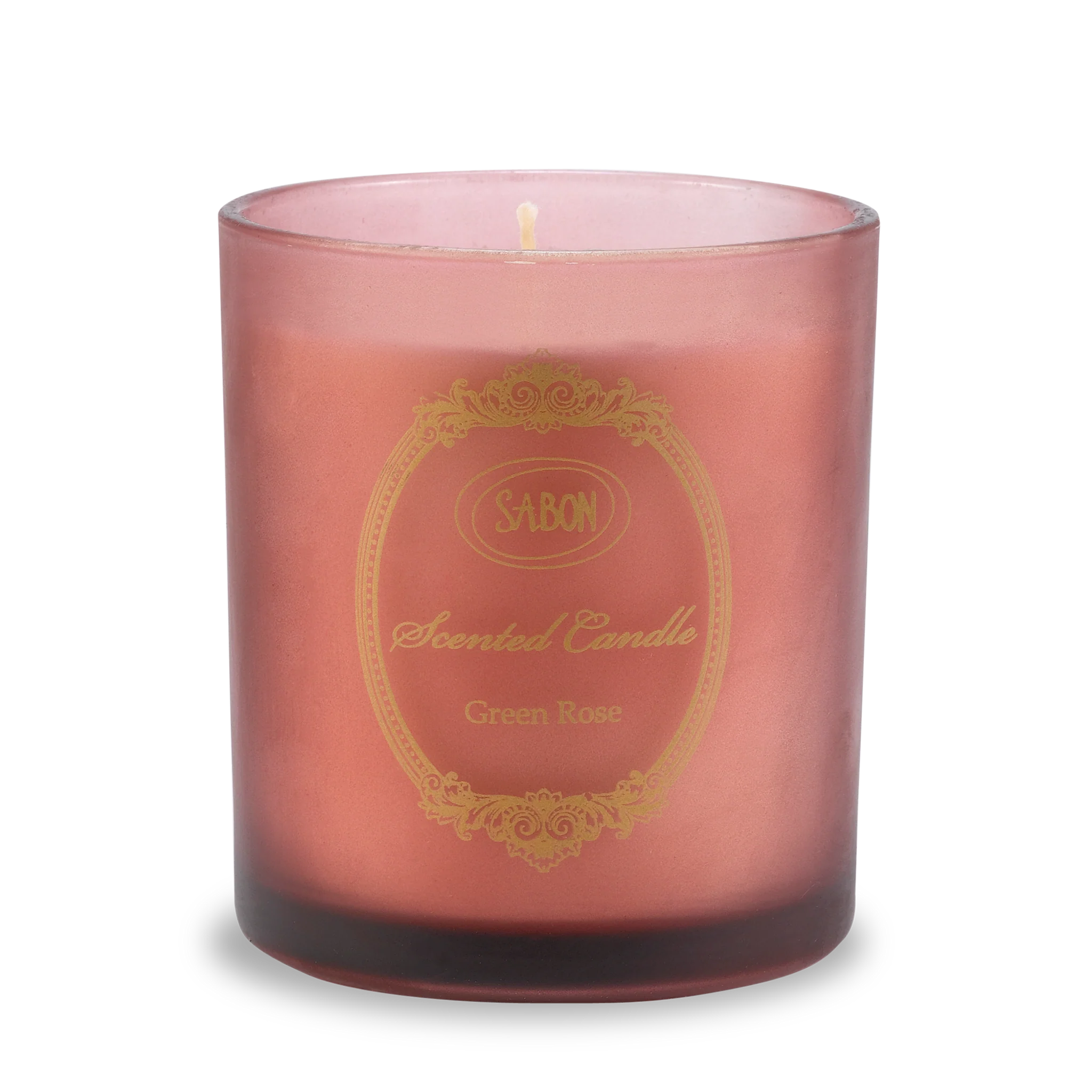 Glass Candle Green Rose